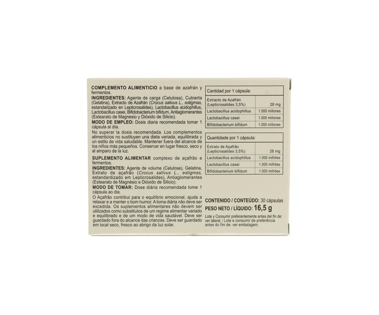 Azafrán Plus 30 cápsulas Integralia
