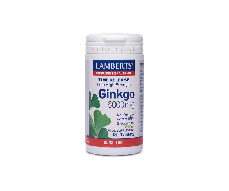 Ginkgo biloba 6000mg 180 tabletas de 6000mg Lamberts