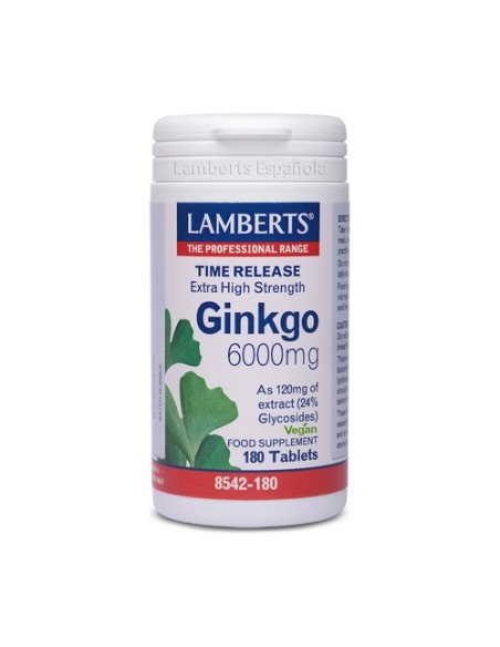 Ginkgo biloba 6000mg 180 tabletas de 6000mg Lamberts