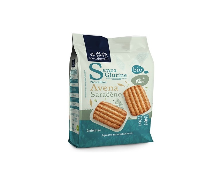 Galleta de avena integral y trigo sarraceno sin gluten Bio 250 g Sottolestelle