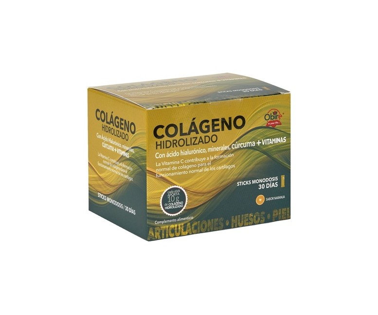 Colágeno hidrolizado 30 sticks de 10g (Naranja) Obire