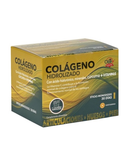 Colágeno hidrolizado 30 sticks de 10g (Naranja) Obire