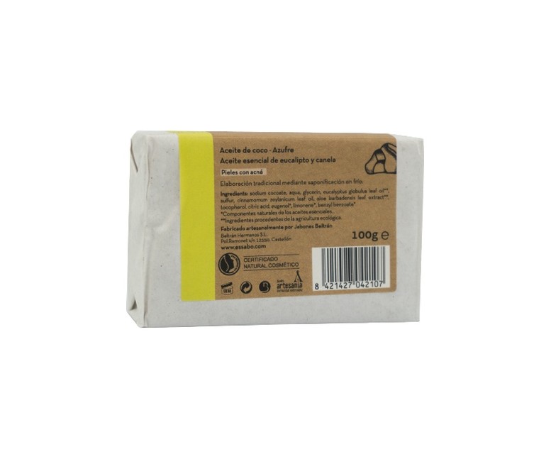 Jabón natural azufre 1 unidad de 100g Essabo