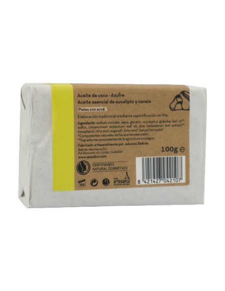 Jabón natural azufre 1 unidad de 100g Essabo