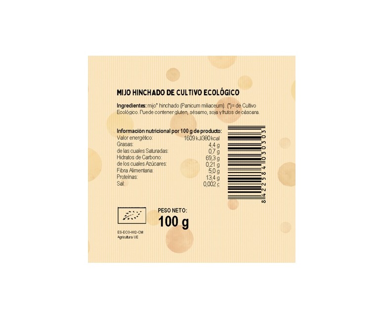 Mijo Hinchado Bio 100 g El Granero Integral