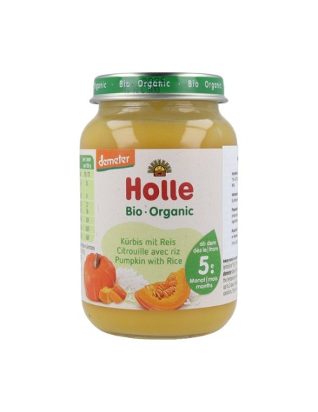 Tarrito de Calabaza con Arroz Bio 4m+ 190 g (Calabaza - Verduras) Holle