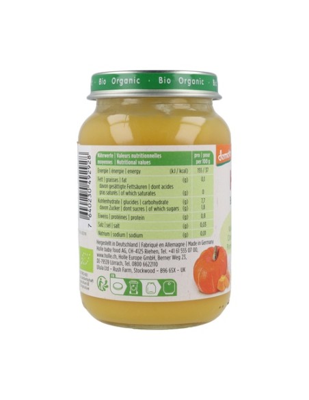 Tarrito de Calabaza con Arroz Bio 4m+ 190 g (Calabaza - Verduras) Holle