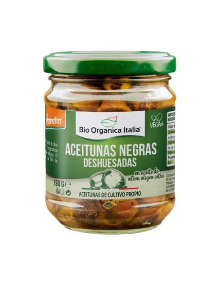 Aceituna negra deshuesada aceite boi 190 g Bio Organica Italia