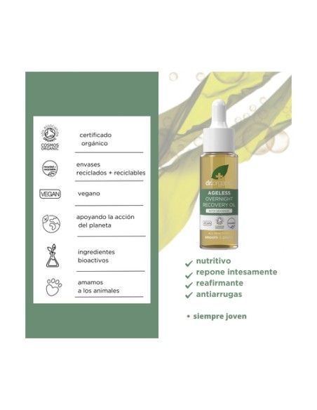Aceite rejuvenecedor noche de algas marinas siempre joven 30 ml de aceite Dr. Organic