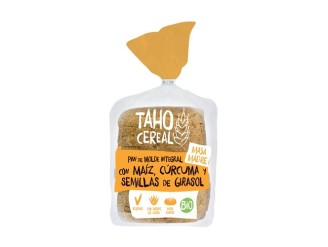Pan de molde integral con maíz, cúrcuma y semillas de...
