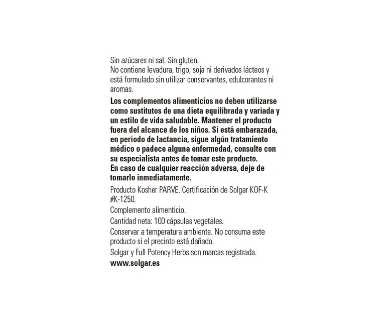 Fenogreco 100 cápsulas vegetales de 520 mg Solgar