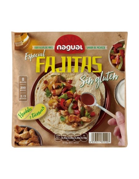 Tortilla maíz especial fajitas sin gluten 200 g Nagual