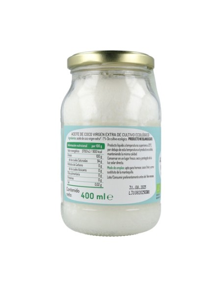 Aceite de Coco Virgen Bio 400 ml de aceite El Granero Integral