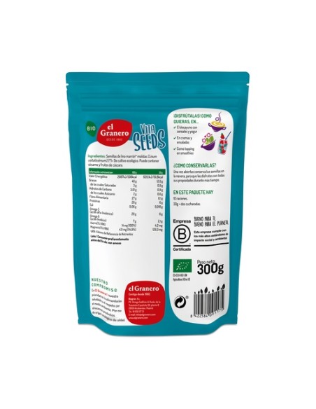 Vitaseeds semillas molidas de lino sin gluten Bio 300 g El Granero Integral