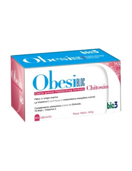 ObesiBloc Chitosán 80 cápsulas de 500mg Bio3