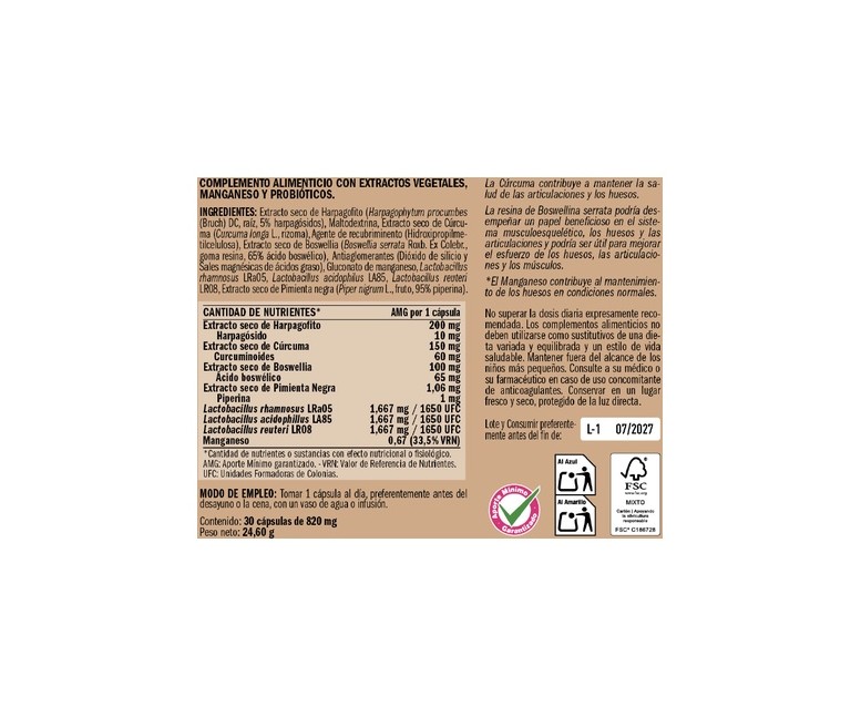VitalOssea Dolfree (huesos) 30 cápsulas vegetales de 820mg Derbós