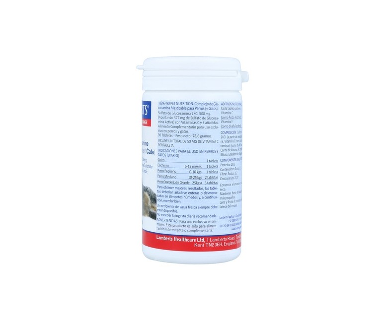 Pet Nutrition Glucosamina perros y gatos 90 tabletas Lamberts