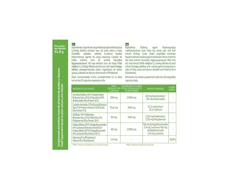 Centella asiática complex 2500mg 60 cápsulas vegetales Nature Essential