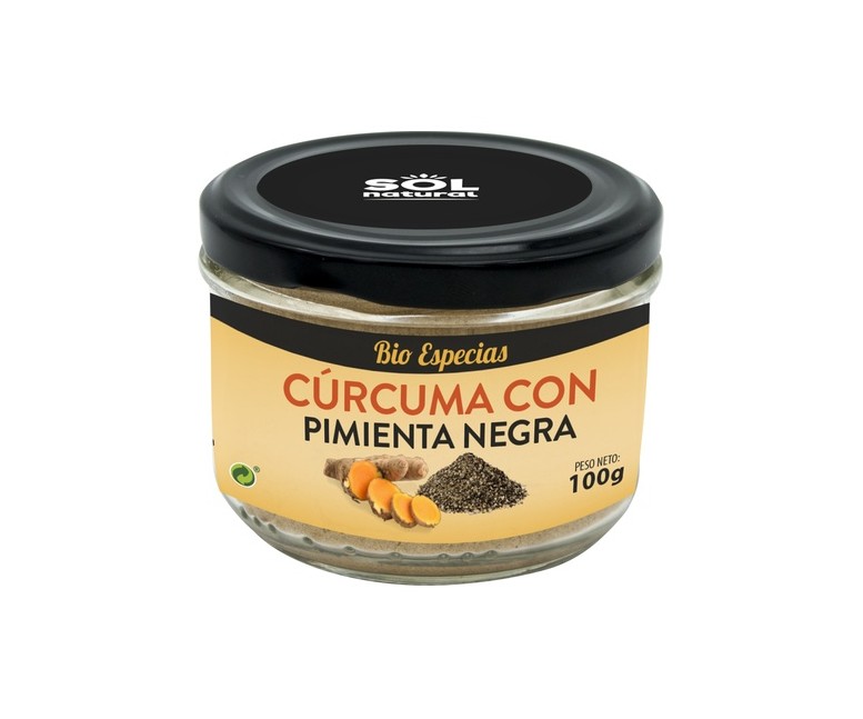 Cúrcuma en polvo con pimienta negra Bio 100 g de polvo Sol Natural