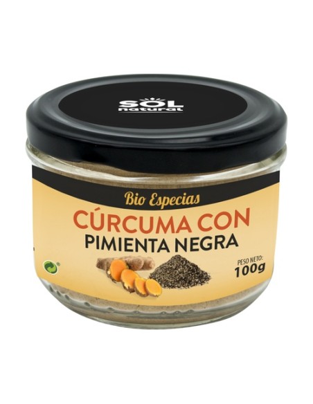 Cúrcuma en polvo con pimienta negra Bio 100 g de polvo Sol Natural