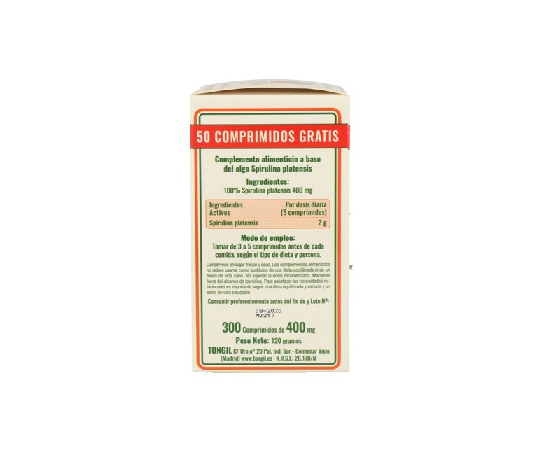 Espirulina 300 comprimidos de 400mg Tongil