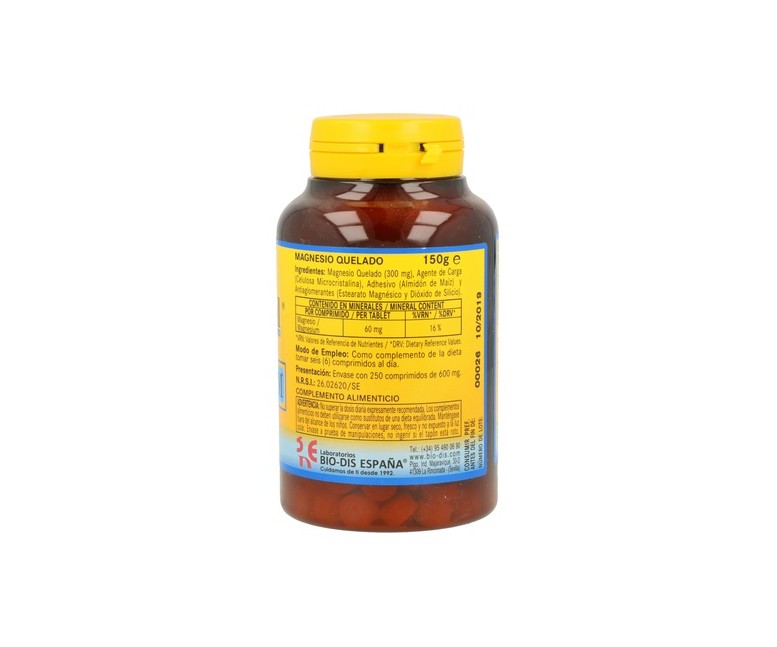 Magnesio Quelado 250 tabletas de 300mg Nature Essential