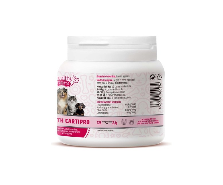 Health cartipro para gatos y perros 125 comprimidos de 2.5g Healthy Pets