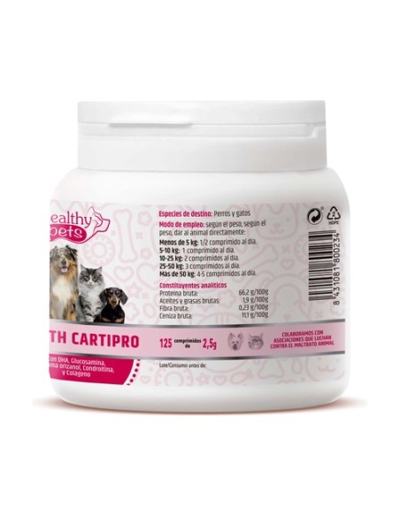 Health cartipro para gatos y perros 125 comprimidos de 2.5g Healthy Pets
