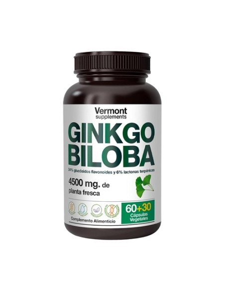 Ginkgo biloba 90 cápsulas vegetales Vermont Supplements