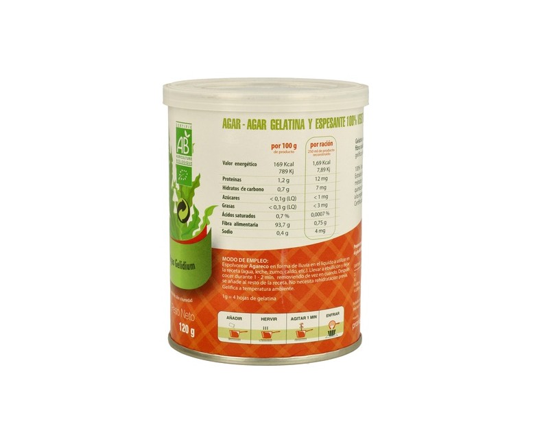 Agar Agar en Polvo Sin Gluten Bio 120 g Pronagar