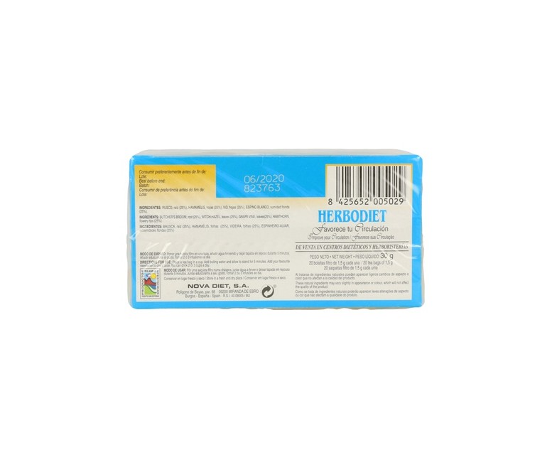 Herbodiet Infusiones Favorece Tu Circulación 20 bolsitas infusoras Nova Diet