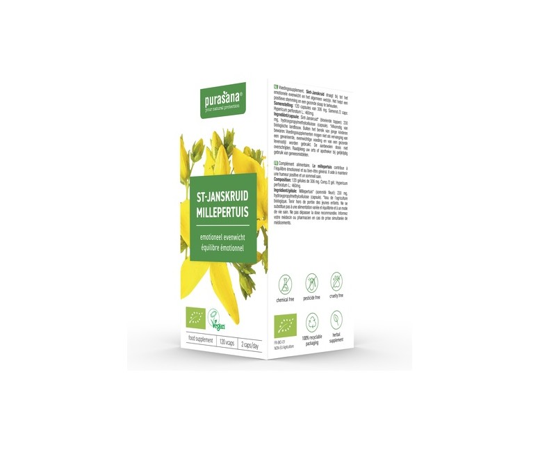 Hipérico vegano bio 120 cápsulas Purasana
