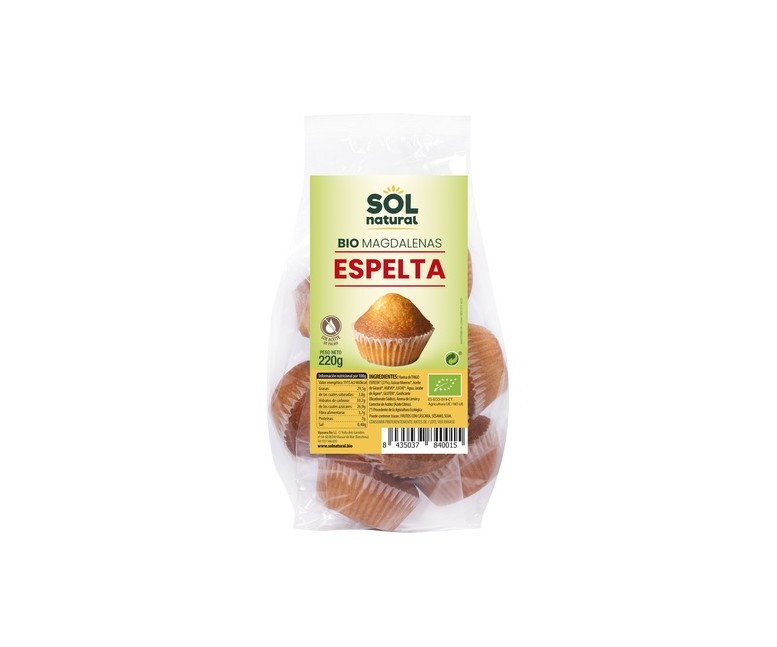 Magdalenas de espelta Bio 220 g Sol Natural