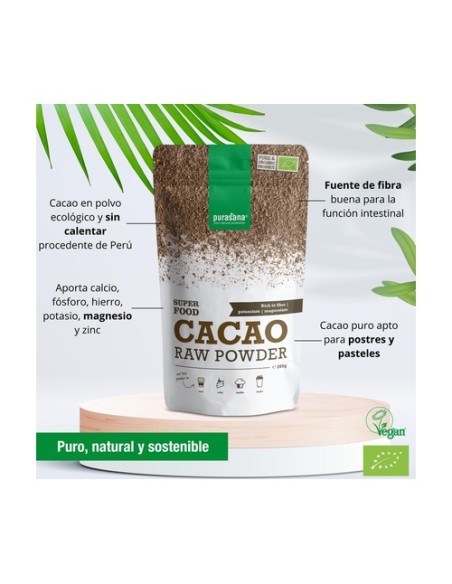 Cacao en polvo bio 200 g de polvo (Cacao) Purasana