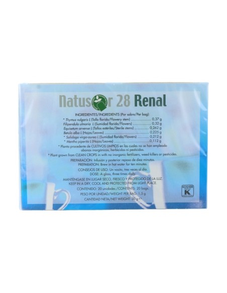 Natusor Infusiones 28 Renal 20 bolsitas infusoras Soria Natural