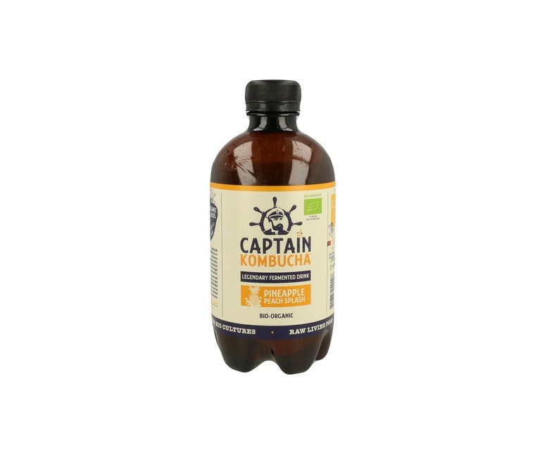 Bebida Kombucha Té Piña y Melocotón Bio 400 ml (Melocotón - Piña) Captain Kombucha