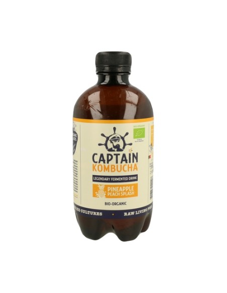 Bebida Kombucha Té Piña y Melocotón Bio 400 ml (Melocotón - Piña) Captain Kombucha