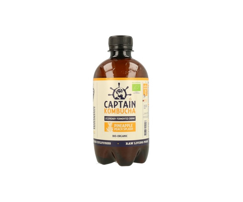 Bebida Kombucha Té Piña y Melocotón Bio 400 ml (Melocotón - Piña) Captain Kombucha