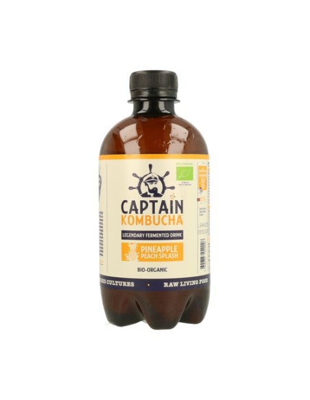 Bebida Kombucha Té Piña y Melocotón Bio 400 ml (Melocotón - Piña) Captain Kombucha