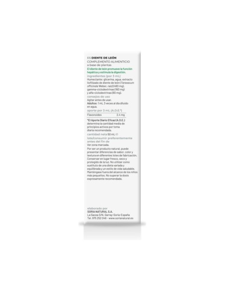 Extracto natural de diente de león 50 ml Soria Natural