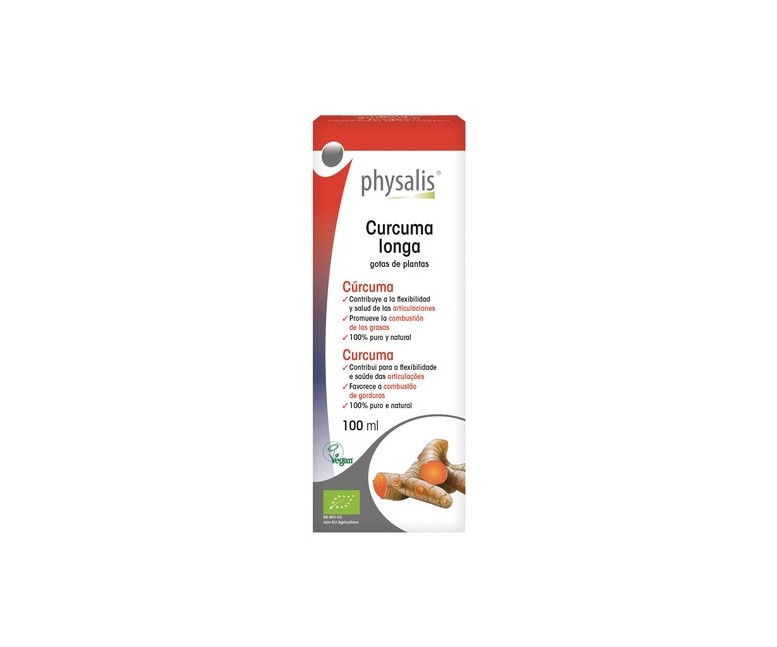 Cúrcuma gotas (Curcuma longa) Bio 100 ml de aceite esencial Physalis