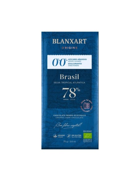 Chocolate Brasil 78% Eco sin azúcares añadidos y sin edulcorantes 75 g Blanxart
