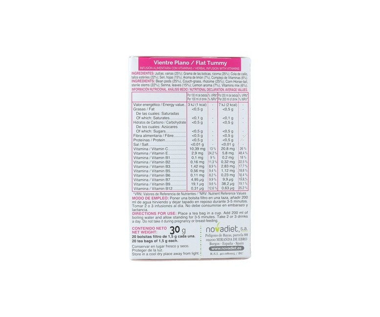 Herbodiet Infusión vientre plano 20 bolsitas infusoras Nova Diet