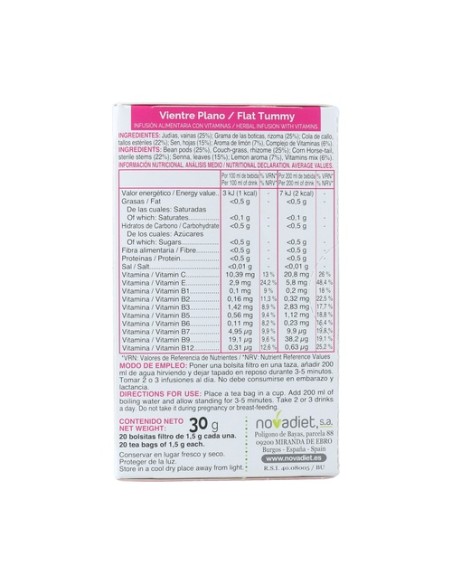 Herbodiet Infusión vientre plano 20 bolsitas infusoras Nova Diet