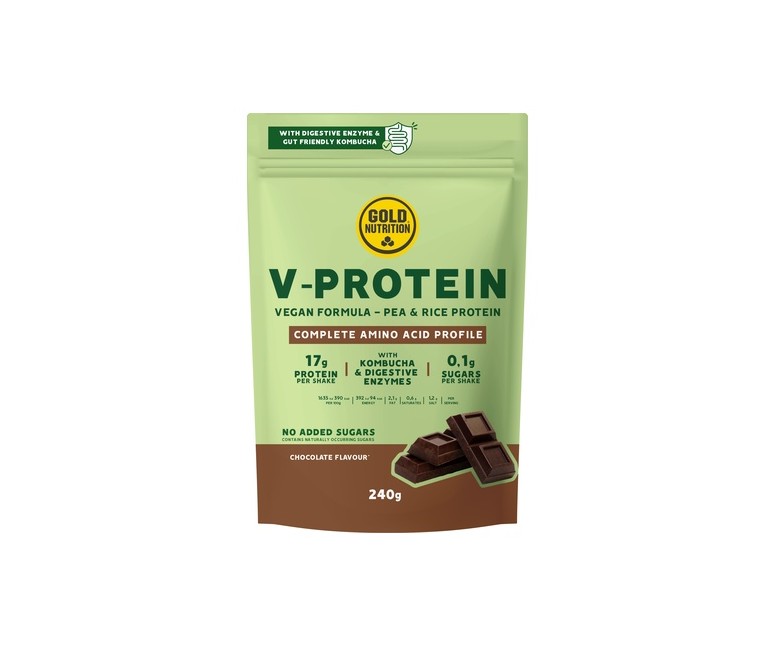 Proteína vegana sabor chocolate 240 g de polvo (Chocolate) Gold Nutrition