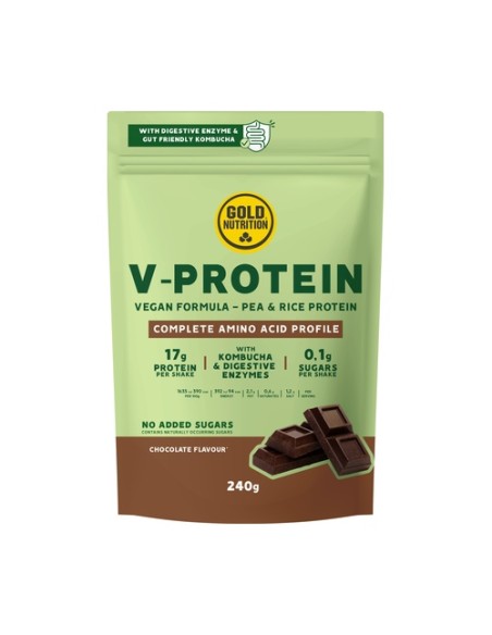 Proteína vegana sabor chocolate 240 g de polvo (Chocolate) Gold Nutrition