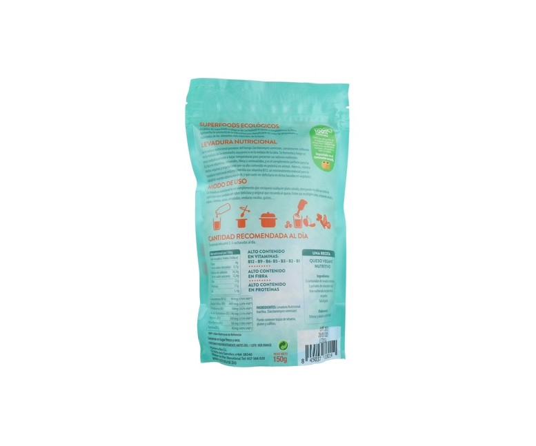 Levadura nutricional con vitamina B12 150 g Sol Natural