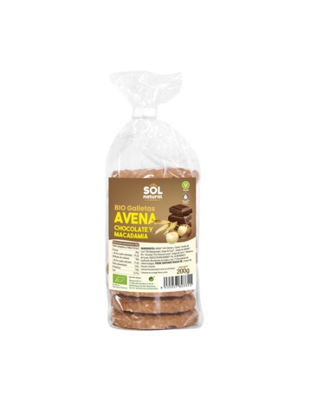 Galletas de avena con chocolate y nueces de macadamia Bio 200 g Sol Natural