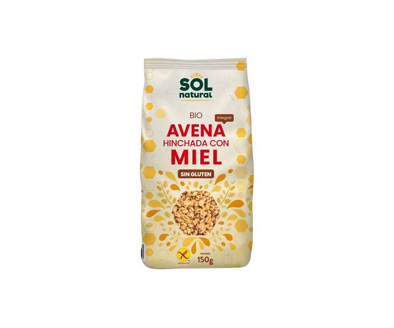 Avena sin gluten hinchada con miel Bio 150 g Sol Natural