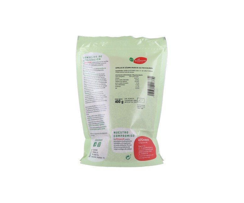 Semillas de sésamo crudo Bio 400 g El Granero Integral
